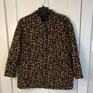 Talbots NWT Size L Leopard Print Wool Blend Coat